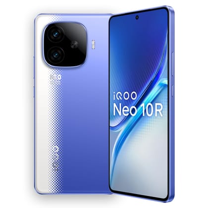 iQOO Neo 10R 5G (Raging Blue, 8GB RAM, 256GB Storage) | Snapdragon 8s Gen 3 Processor | India's Slimmest 6400mAh Battery Smartphone | Segment's Most Stable 90FPS for 5 Hours iQOO Neo 10R 5G (Raging Blue, 8GB RAM, 256GB Storage) | Snapdragon 8s Gen 3 Proc