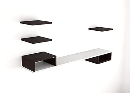 DAS Oscar Wall Mount TV Entertainment Unit/with Set Top Box Stand with Wall Shelf Display Rack for Living Room Wenge & White (Ideal for up to 43") Screen