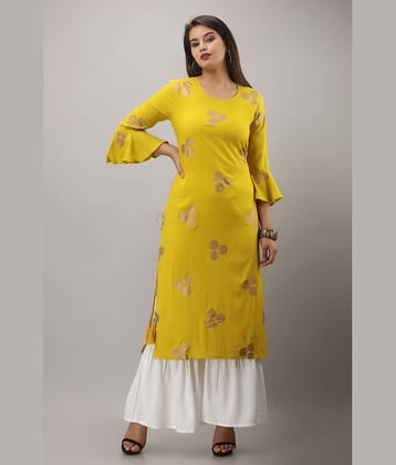 MAUKA - Yellow Straight Rayon Women's Stitched Salwar Suit ( Pack of 1 )