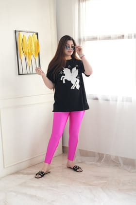 Hot Pink Glossy Leggings-4XL