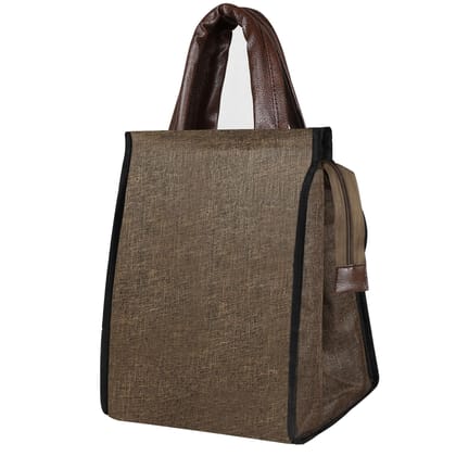 Khaki Essence: Linen Textured Insulated Tiffin Bag/Lunch Bag (TB09)