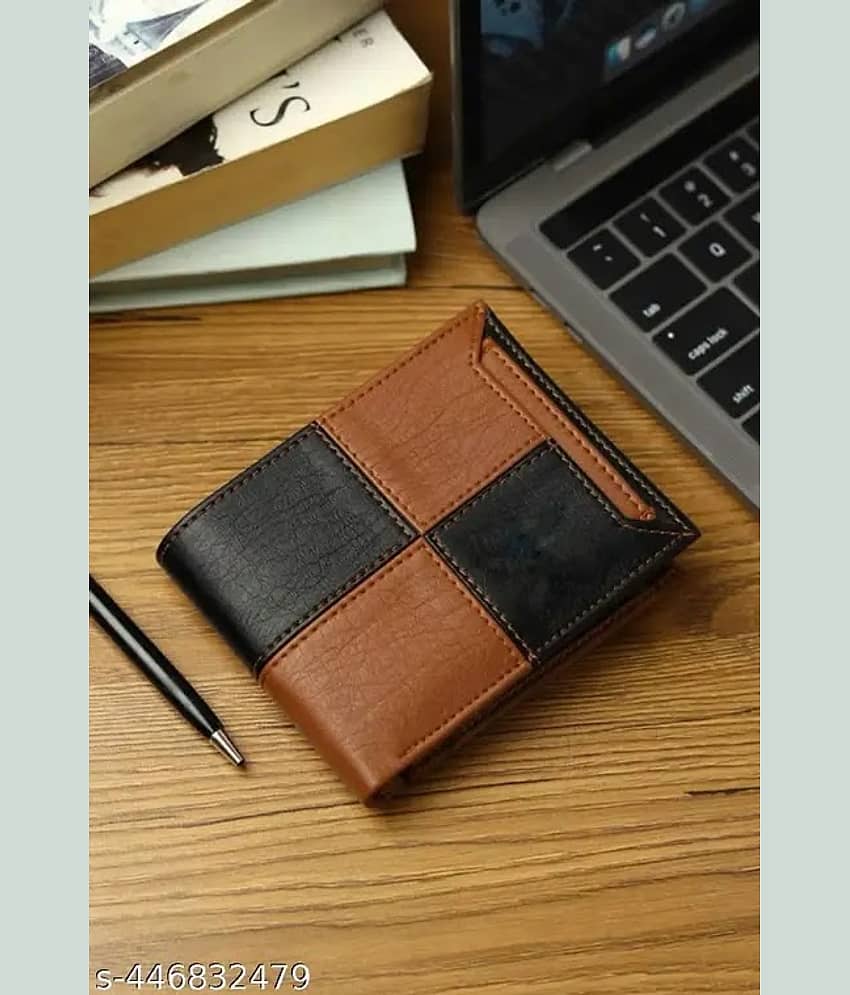 HABIBI PU Self Design Men's Two Fold Wallet With 3 Slots For Card ( Multicolor , Pack of 1 )