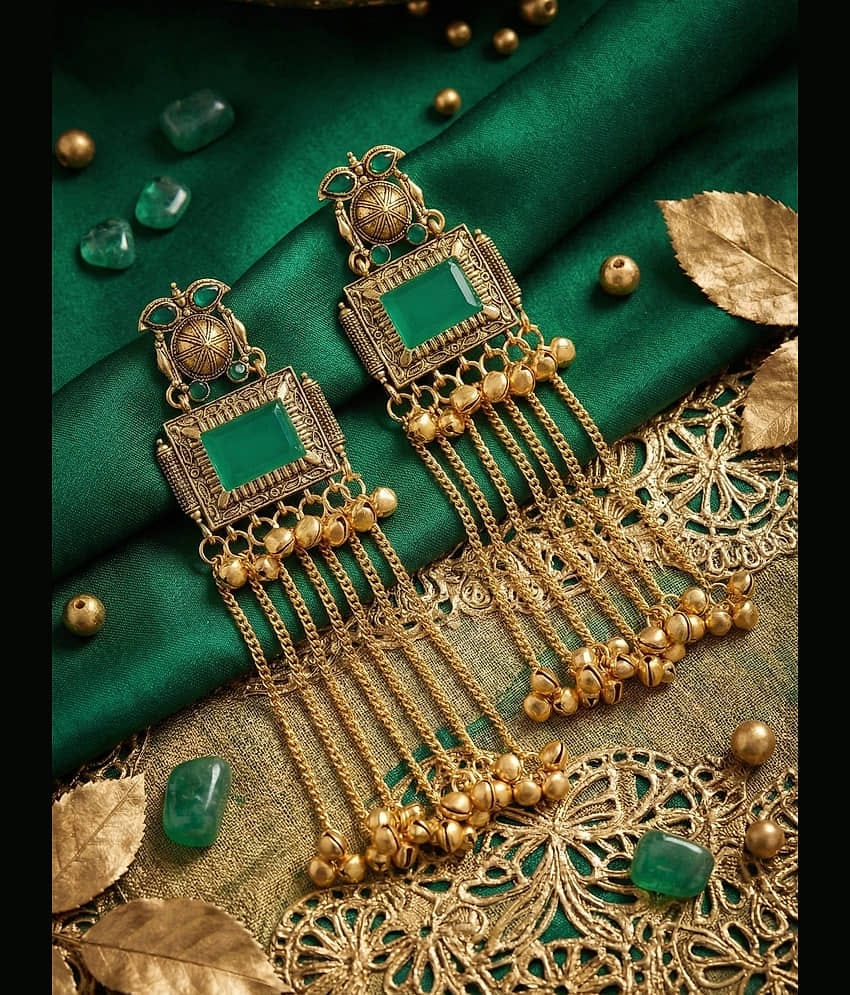 Bhagya Lakshmi Green Jhumki Earrings ( Pack of 1 )