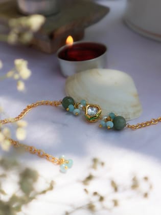 Ibhan Kundan Lumba Bracelet-Turquoise