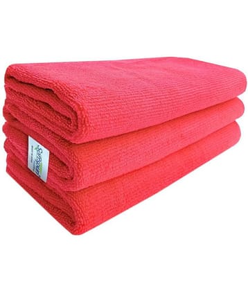 SOFTSPUN Microfiber Cloth - 3 pcs - 40x40 cms - 340 GSM Red - Thick Lint & Streak-Free Multipurpose Cloths - Automotive Microfibre Towels for Car Bike Cleaning Polishing Washing & Detailing