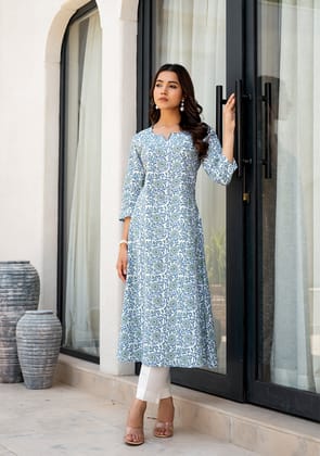 Azure Blossom Kurta-S