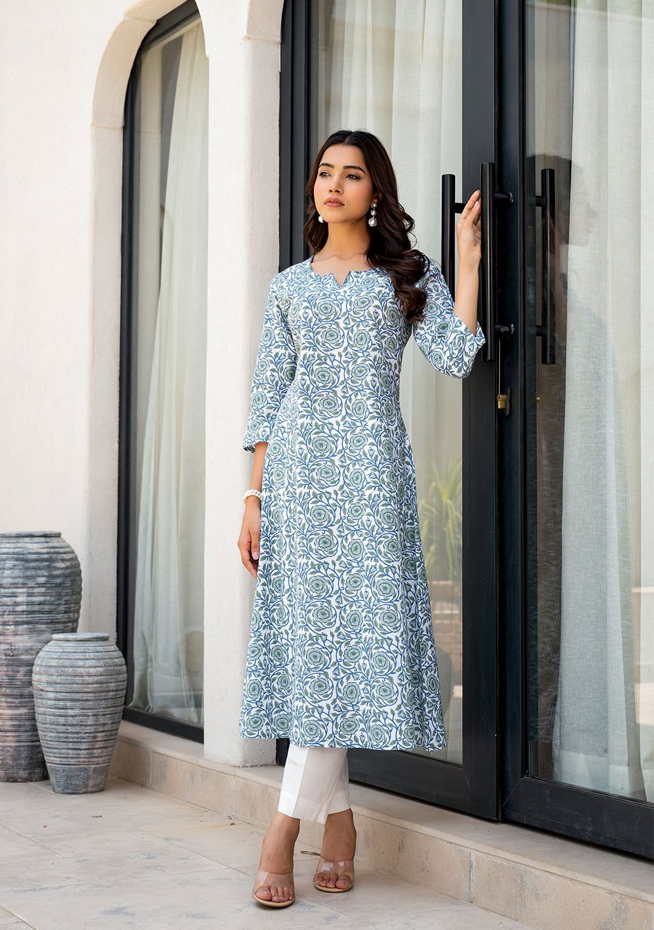 Azure Blossom Kurta-S