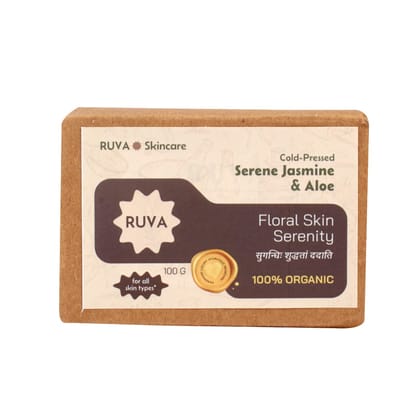 RUVA Handmade Serene Jasmine & Aloe Cold-Pressed Ayurvedic Soap Bar with Pure Aloe Vera | Soothes & Hydrates | Velvety Lather, Face Safe | Natural Skincare for All Skin Types