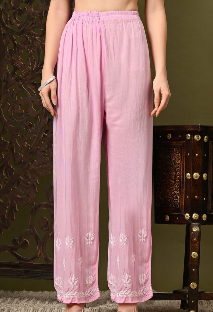 Pure Modal Heavy Bota Pattern hand embroidered Chikankari Kurta Set -Baby Pink