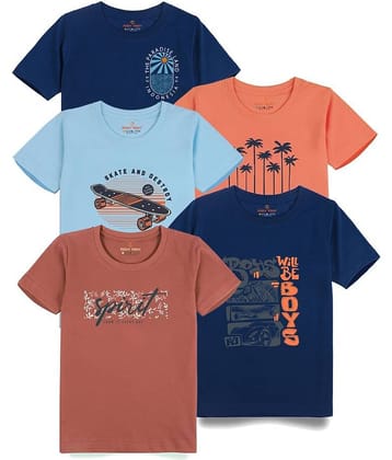 KIDDY VIDDY Pack of 1 Boys Cotton T-Shirt ( Teal )