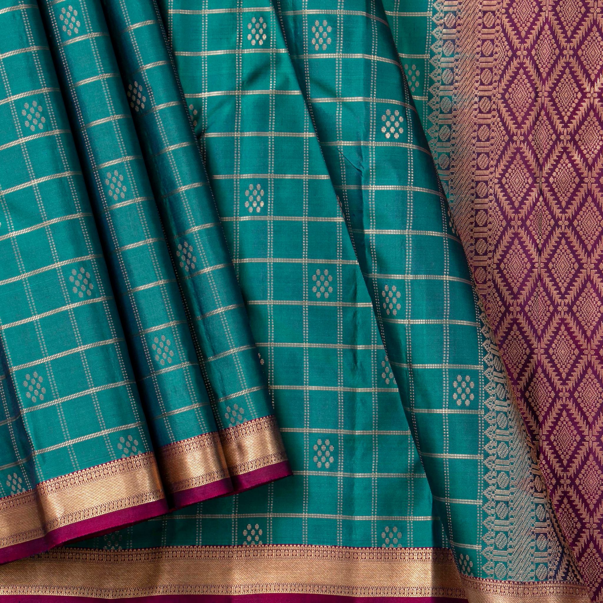 Blue And Magenta Kanchipuram Soft Silk Saree For Festive Wear PV RSP 189