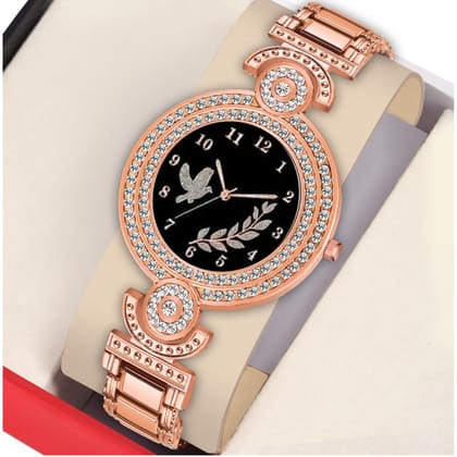 Bolun Black Fly Bird Dial Rose Gold BD Girls and Women Watch
