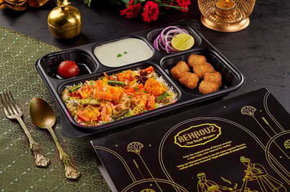 Paneer Subz Biryani Thali With Kebabs