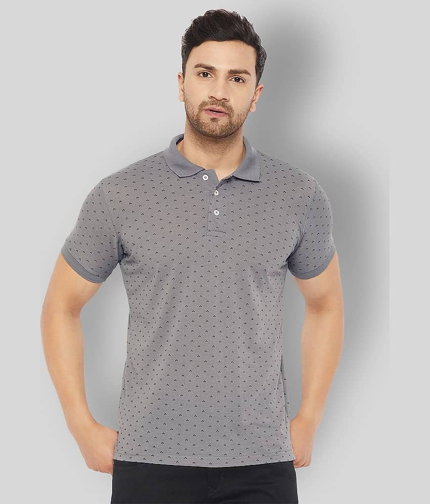The Million Club Pack of 1 Cotton Blend Regular Fit Printed Half Sleeves Men's Polo T Shirt ( Grey )