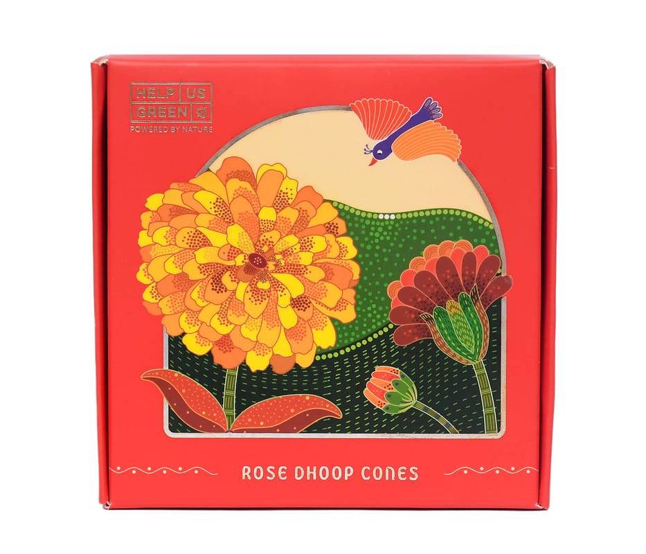 Help Us Green Handmade Natural Rose Dhoop Cones, 40 Cones