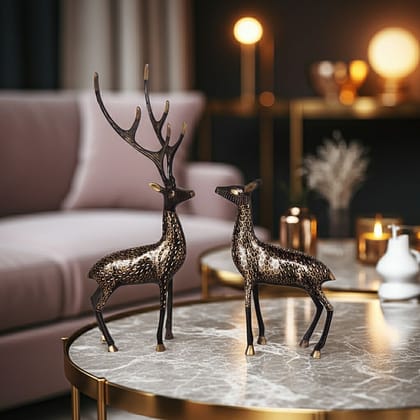 Decorative Brass Duck Pair Statue for Shelf & Table Decoration, Height : 16 Inch (ANMAS212 B)