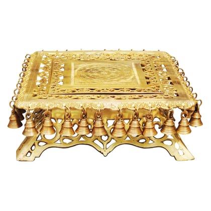 Brass Stool for God Idol Statue - Handcrafted Temple Platform, Height : 5 Inch (BSMAS818 B)