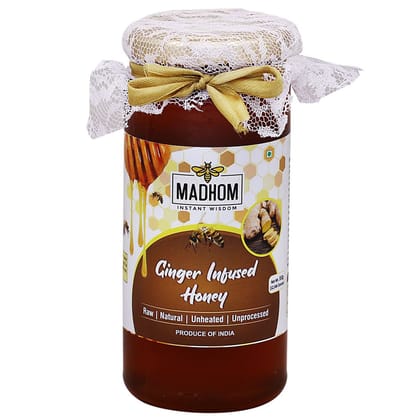 Ginger Infused Honey 350gm | 100% Natural & Pure | No Sugar Added | Unheated | Unprocessed