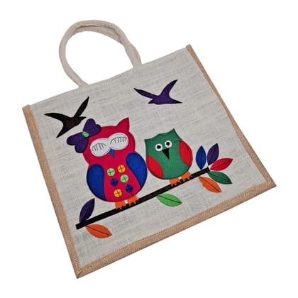 Stylish Eco-Friendly Jute Applique Handwork Bag - Perfect for Office, College, Travel & Gym