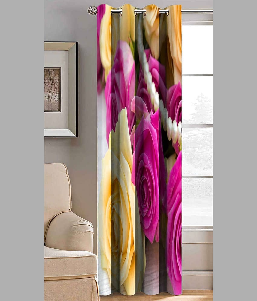 BELLA TRUE Abstract Printed Semi-Transparent Eyelet Curtain 5 ft ( Pack of 1 ) - Multicolor
