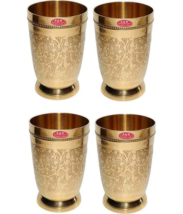A & H ENTERPRISES - Brass Glasses Set 250 ml ( Pack of 4 )