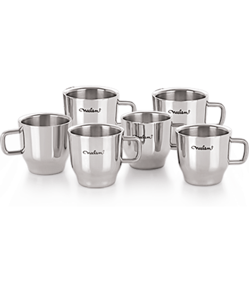 Neelam Double Wall Classic Steel Coffee Mug 6 Pcs 100 mL