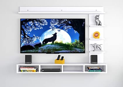 DAS Ambience Wall Mount TV Entertainment Unit Stand with Set Top Box Stand and Shelf Display Rack for Living Room Frosty White (Ideal for up to 55") Screen DAS Ambience Wall Mount TV Entertainment Unit Stand with Set Top Box Stand and Shelf Display Rack for Living Room Frosty White (Ideal for up to 55") Screen