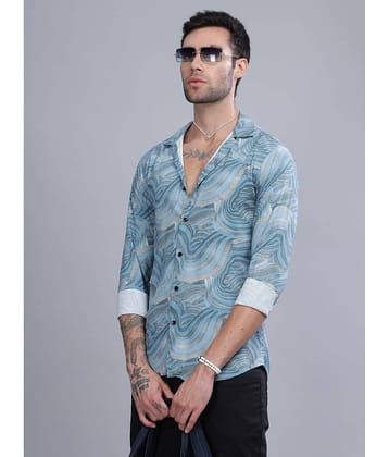 Paul Street Rayon Slim Fit Printed Full Sleeves Men's Casual Shirt - Blue ( Pack of 1 )