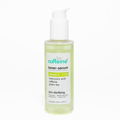 mCaffeine 1.5% Vitamin C 2 In1 Toner-Serum With Green Tea,  Hyaluronic Acid For Glowing Skin - Reduces Dark Spots, 150 ml