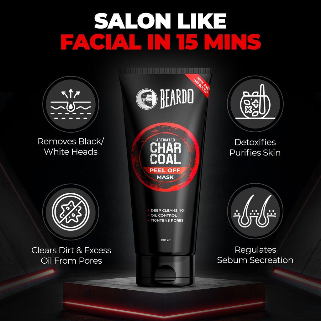 Beardo Activated Charcoal Facewash & Peel Off Mask Combo