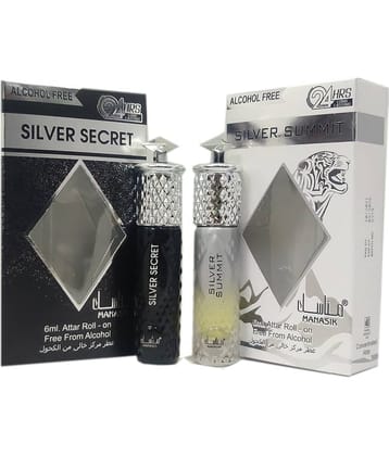 MANASIK SILVER SECRET  SILVER SUMMIT Concentrated   Attar Roll On 6ml .  ( COMBO SET )