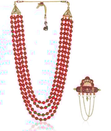 Wedding Groom Mala & Brooch Set for Men