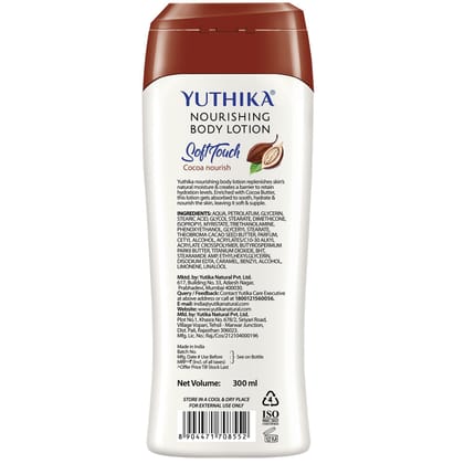 Yuthika Cocoa Nourish Body Lotion 300ml, Soft Touch Cocoa Body Lotion for Long Lasting Moisture & Soothing Skin
