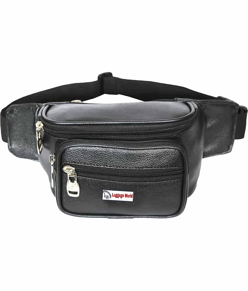 Luggage world Travel Waist Bag P.U. Black Waist Pouch