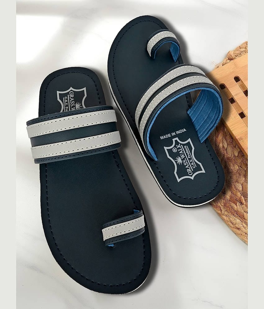 GRASS WALK Blue Men's Leather Slipper