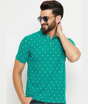 GET GOLF Pack of 1 Cotton Blend Regular Fit Printed Half Sleeves Men's Polo T Shirt ( Green )