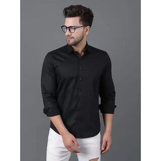Baleshwar Mens Black Regular Fit Casual Shirt (Pack of 1)