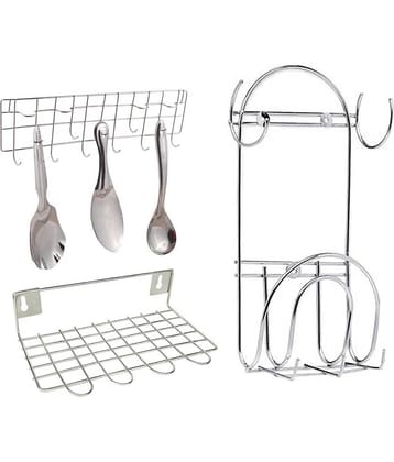 JISUN - Silver Stainless Steel Dish Racks ( Pack of 3 )