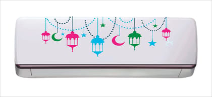DreamKraft Decorative Hanging Lamp & Moons AC Sticker (Multicolor PVC Vinyl, 30cm X 91cm)