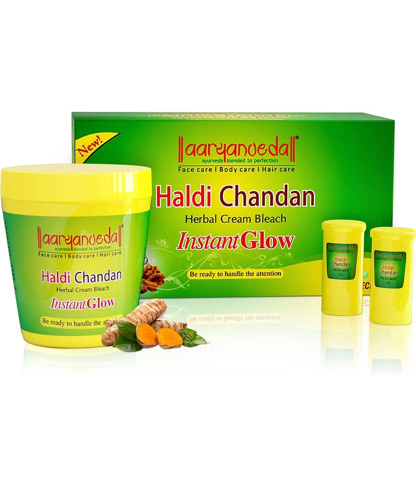 Aaryanveda Instant Haldi Chandan Bleach Cream 3 Times Use Facial Kit For All Skin Type Haldi Chandan 250 ( Pack of 1 )