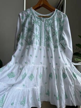 Chikankari Short white Dress - Mul Cotton-White / cotton / XS