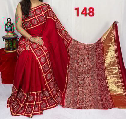 Ajrakh Print Modal Silk Style 65-Ajrakh Print