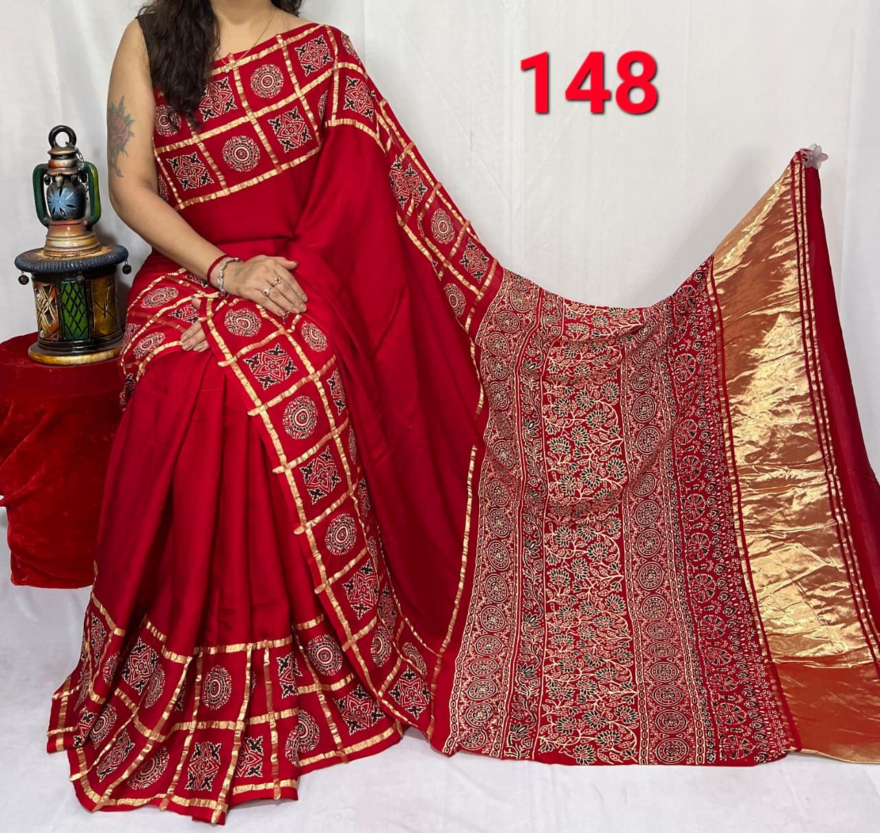 Ajrakh Print Modal Silk Style 65-Ajrakh Print