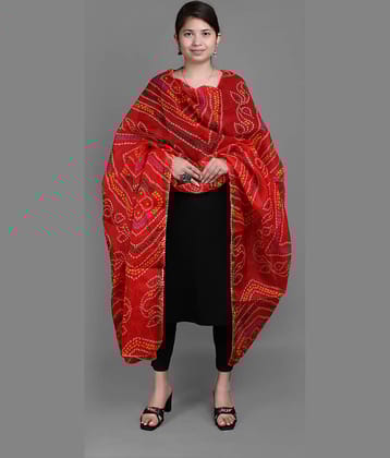 Apratim Red Cotton Blend Women's Dupatta - ( Pack of 1 )