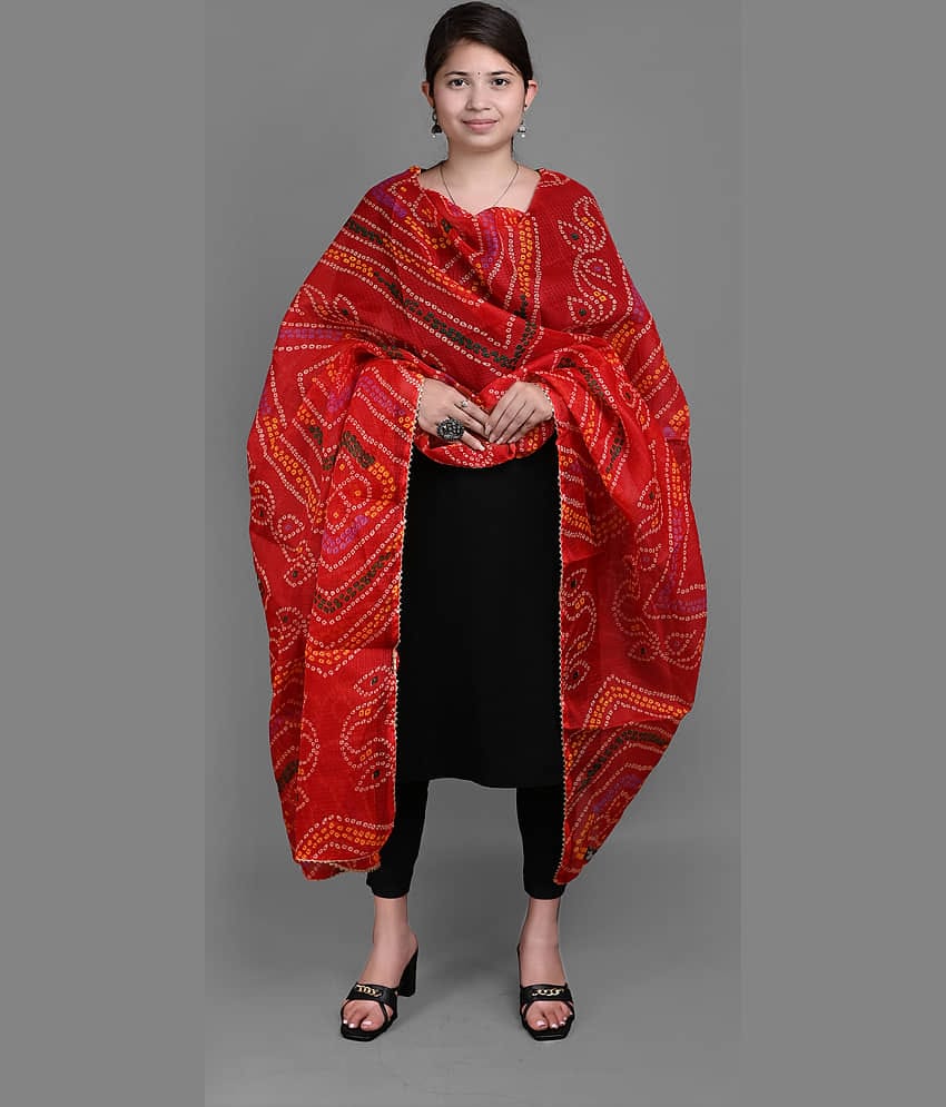 Apratim Red Cotton Blend Women's Dupatta - ( Pack of 1 )