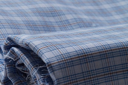 Linen Cotton Blend, Yarn Dyed Checks, Plain,White And Brown And BlueMen And Women, Unstitched Shirting Or Top Fabric-1 Meter
