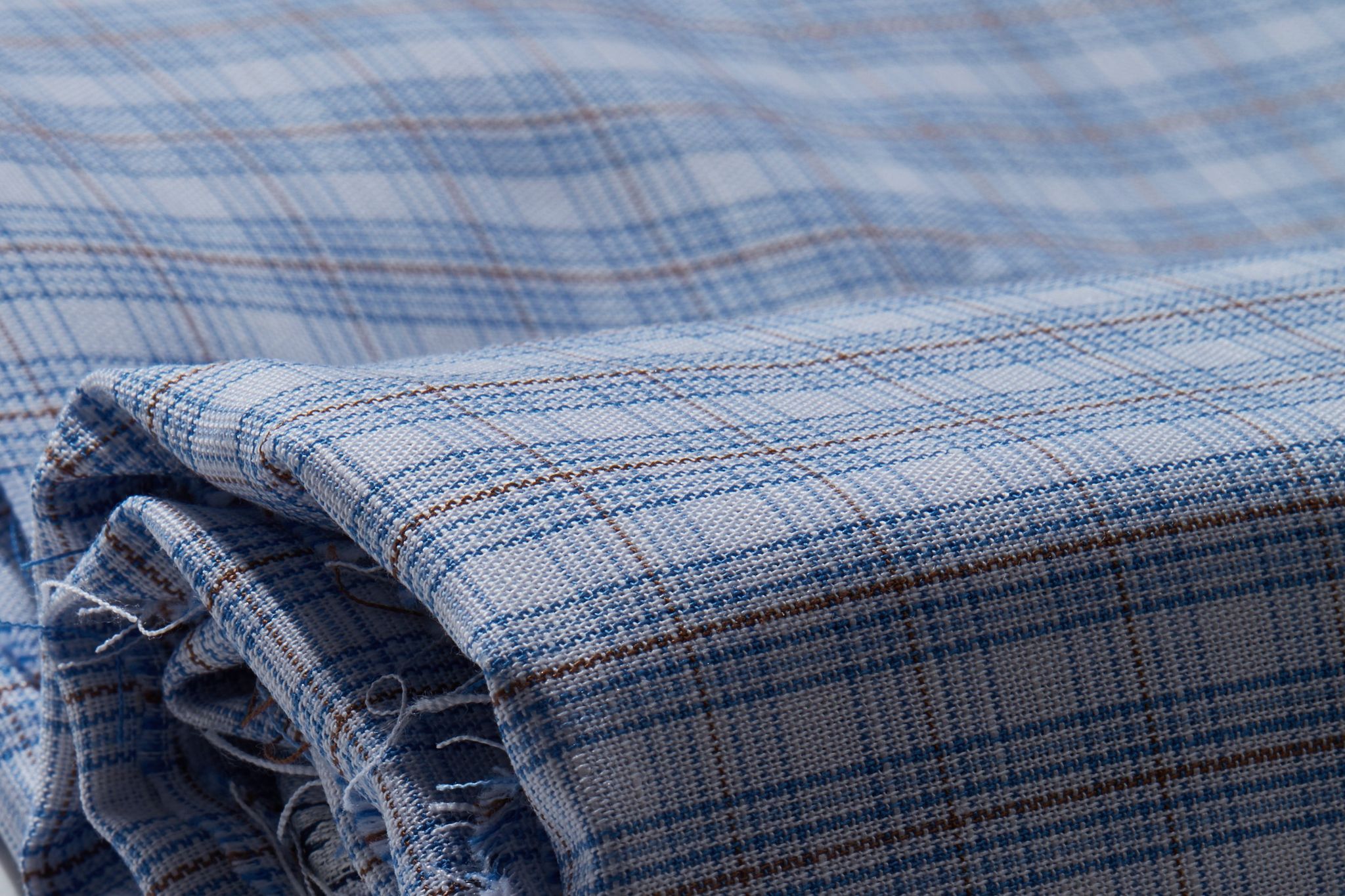 Linen Cotton Blend, Yarn Dyed Checks, Plain,White And Brown And BlueMen And Women, Unstitched Shirting Or Top Fabric-1 Meter