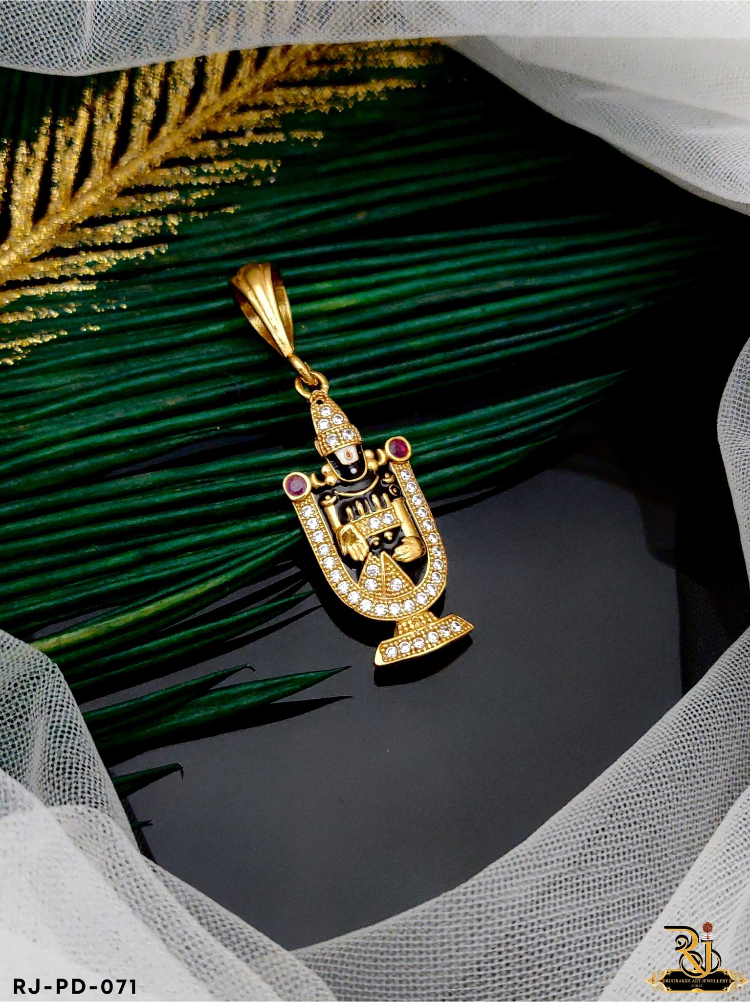 Superior Diamond Tirupati Balaji Pendant-02 for Men PD-071-Gold Plated