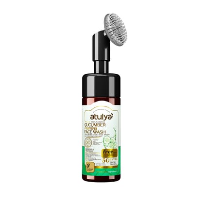 Atulya Cucumber Foaming Face Wash with Built-In Silicone Brush | IMproves Texture - 150ml Atulya Cucumber Foaming Face Wash with Built-In Silicone Brush | IMproves Texture - 150ml