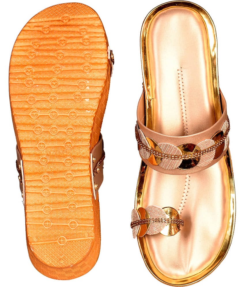 Footprints Gold Women's Sandal Heels